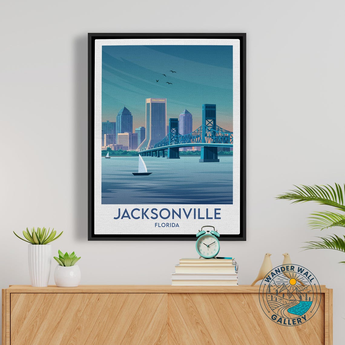 Jacksonville Florida Skyline and Main Street Bridge Travel Poster - Image 5