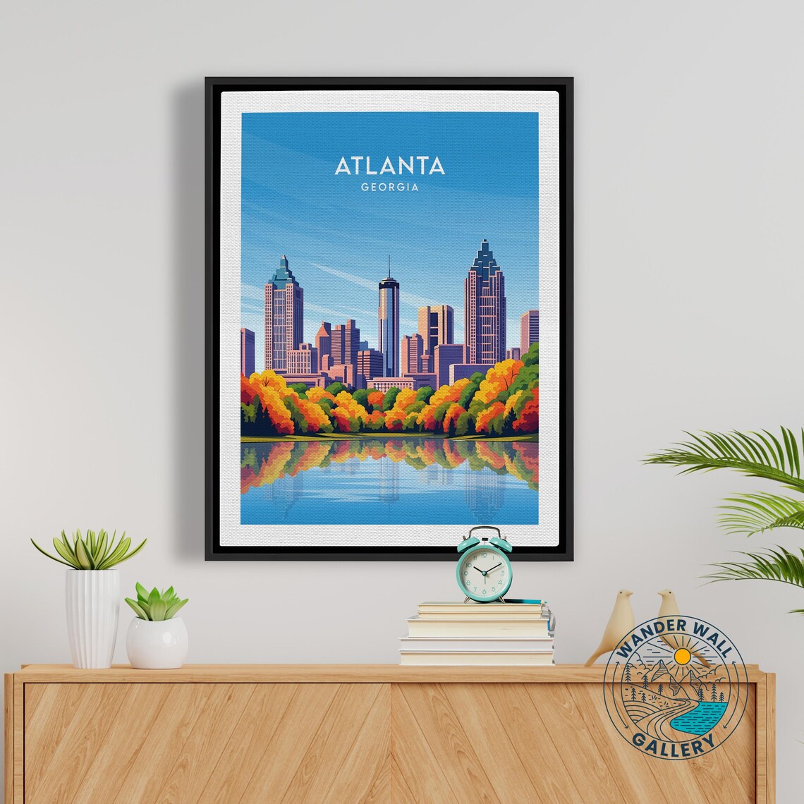 Atlanta Georgia Autumn Skyline Lake Reflection Travel Poster - Image 5