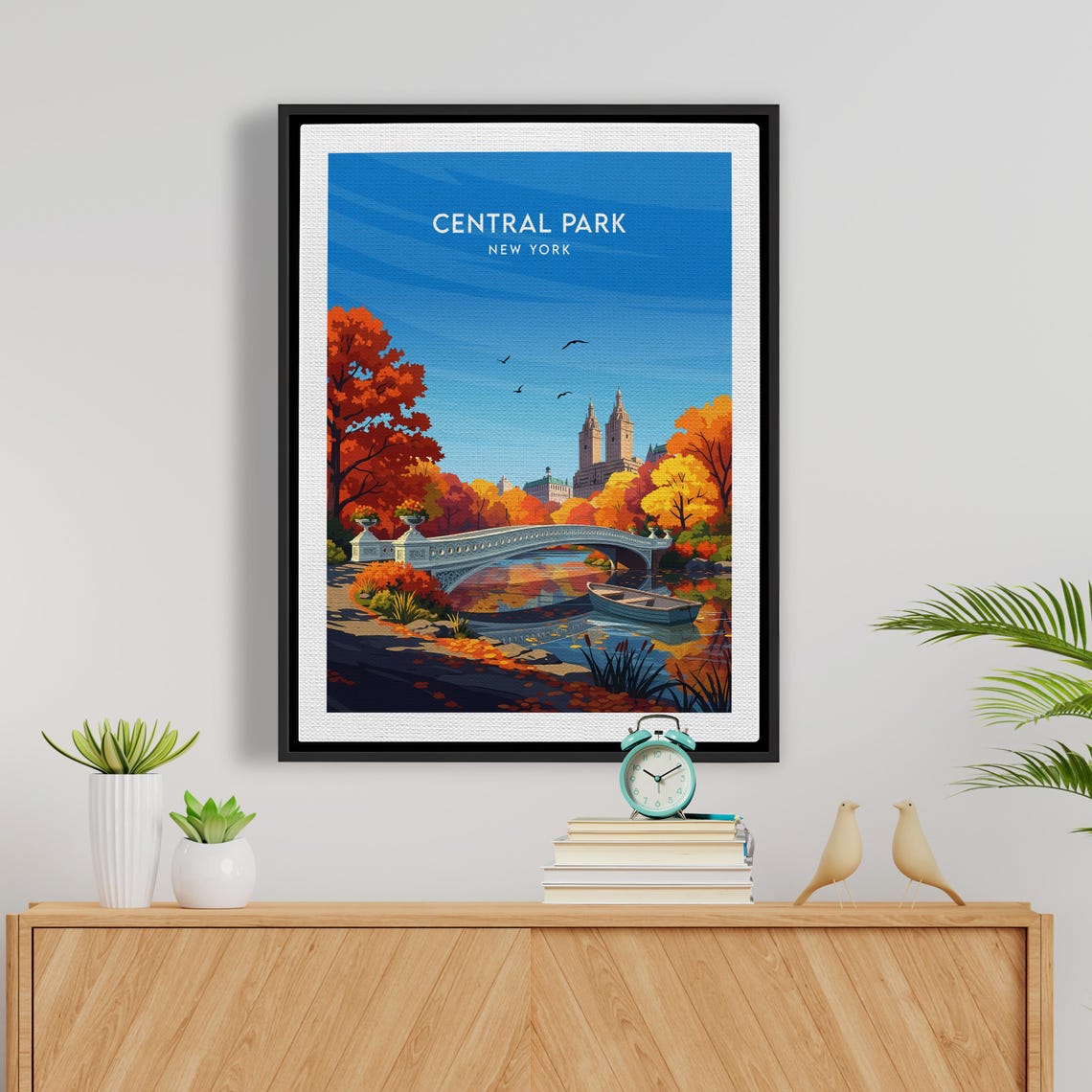 Central Park New York Fall Colors Bow Bridge Reflection Poster - Image 5
