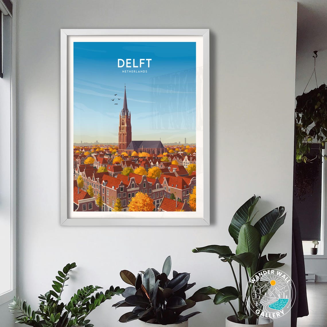 Delft Netherlands Nieuwe Kerk Old Town Autumn Rooftops Poster - Image 3