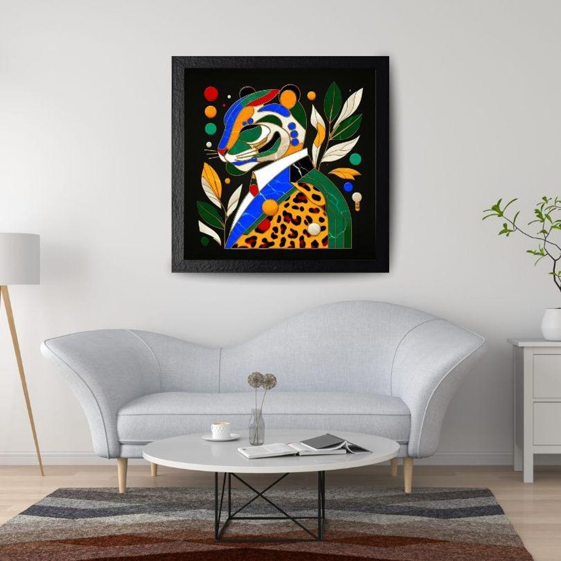 Colorful Mosaic Dapper Leopard In Suit Pop Art Portrait Poster - Image 3
