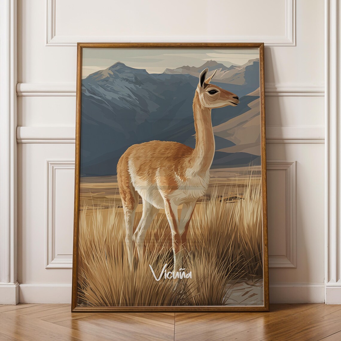 Framed Vicua Print Andean Animal Nursery Art Natureinspired Kids Decor