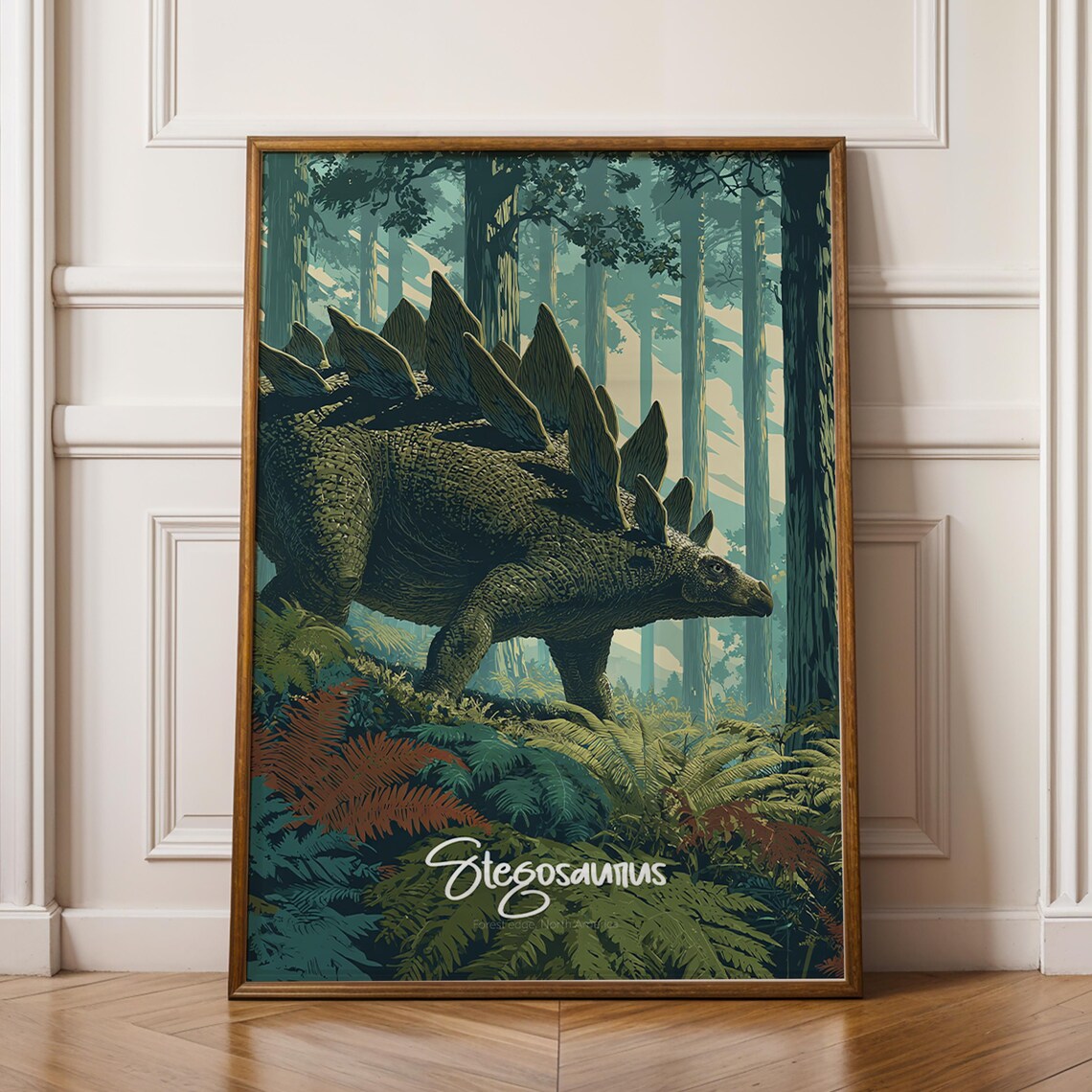 Stegosaurus Jurassic Nursery Decor Poster Print