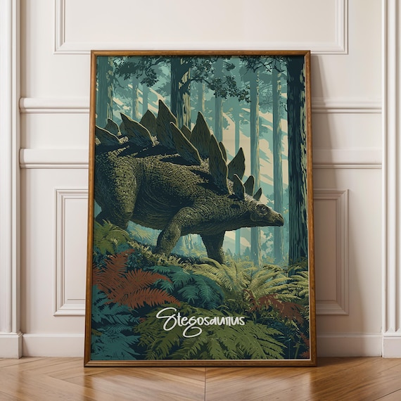 Stegosaurus Jurassic Nursery Decor Poster Print