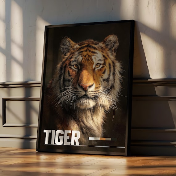 Tiger Framed Poster Wild Big Cat Wall Art For Nursery Or Kids Room