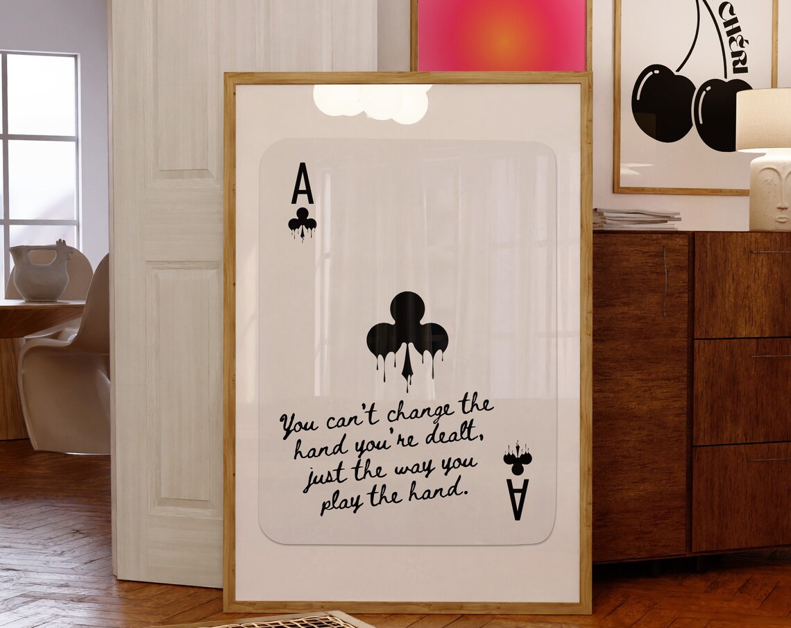 Playing Card Quote Print, Retro Ace of Clubs