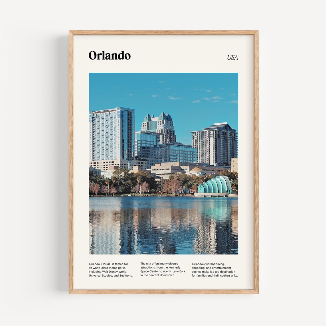 Orlando Florida Downtown Skyline Lake Eola Reflection Poster - Image 4