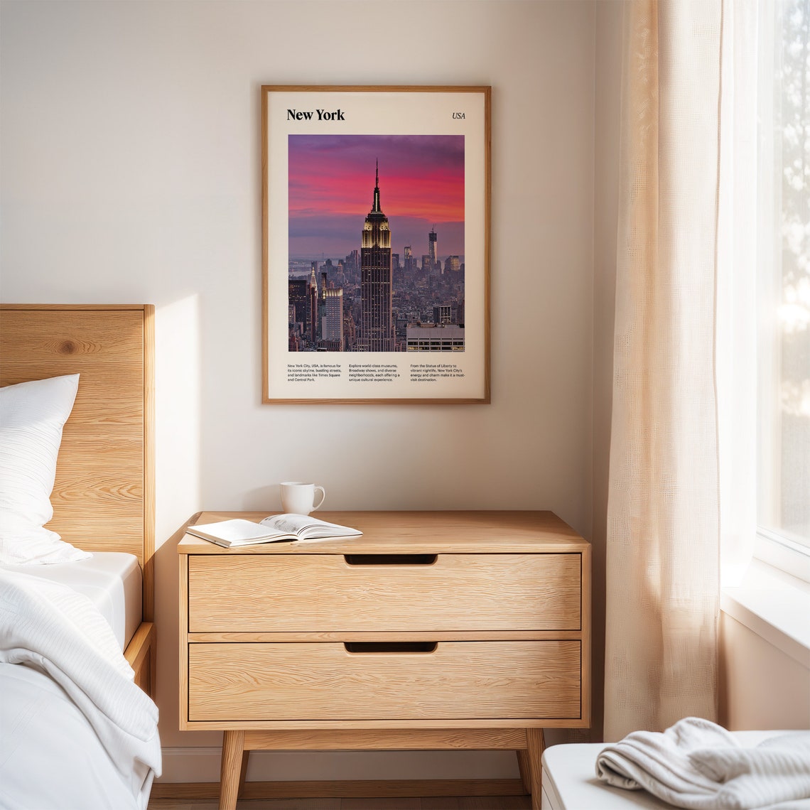 New York City Empire State Building Pink Sunset Skyline Poster - Image 2