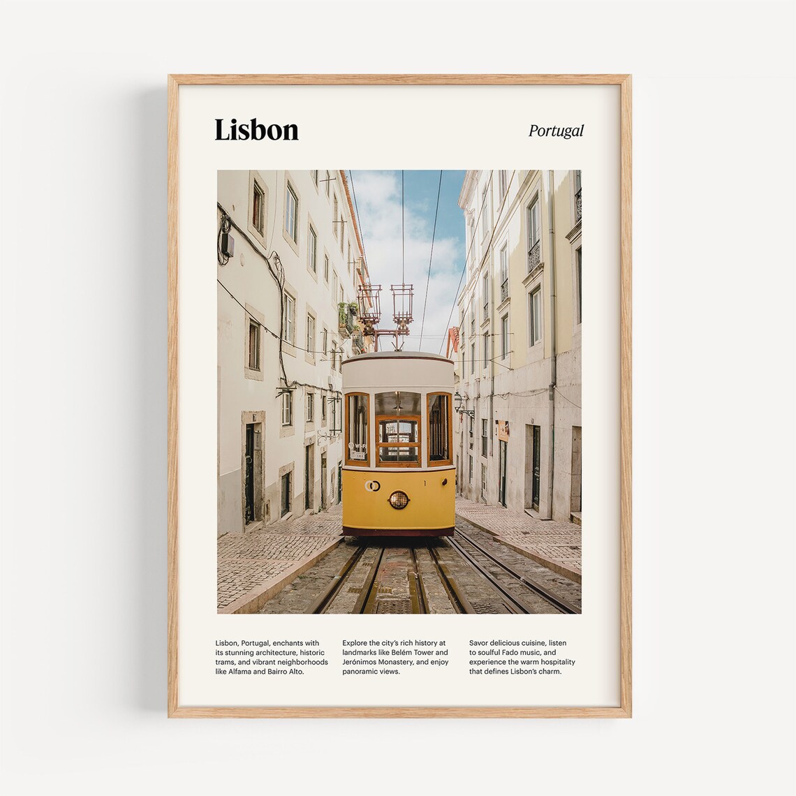 Lisbon Portugal Yellow Tram Street Photography Travel Poster