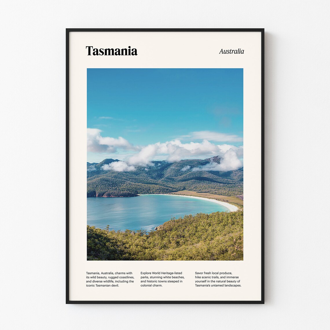 Tasmania White Sand Crescent Bay Scenic Coastal Australia Poster