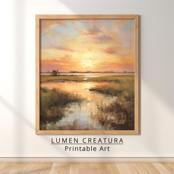 Sunset Art Decor Farmhouse Print Vintage Art Print French Countryside Wall Art