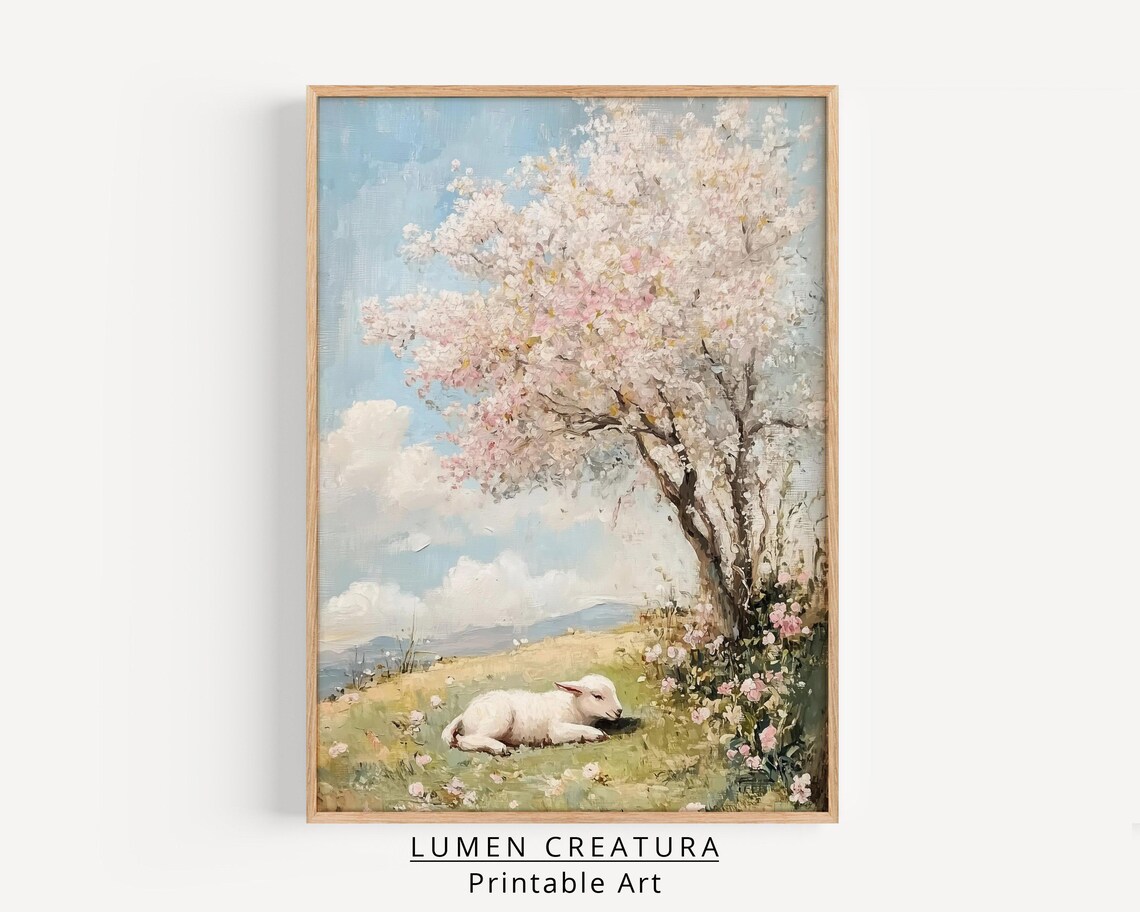 Cute Easter Painting, Neutral Spring Farmhouse