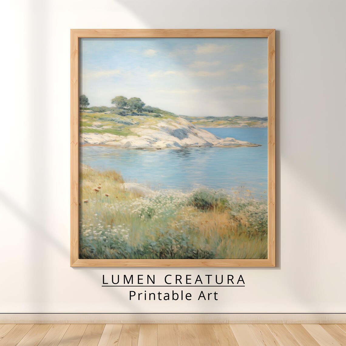 Rustic Seaside Landscape Painting, Vintage Farmhouse - Image 2