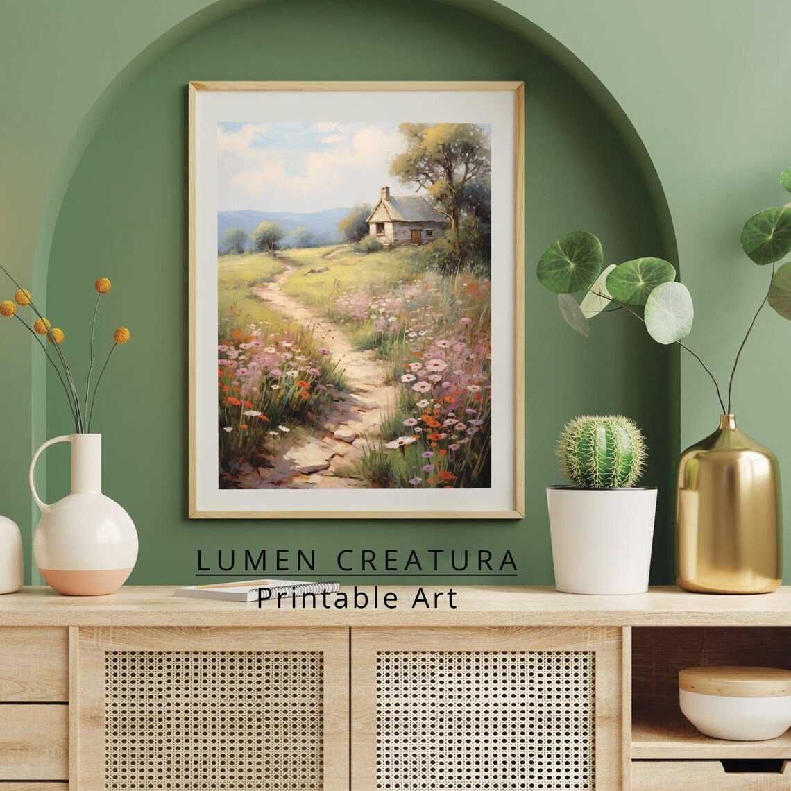 Spring Landscape Painting, Cottagecore Farmhouse Decor - Image 2