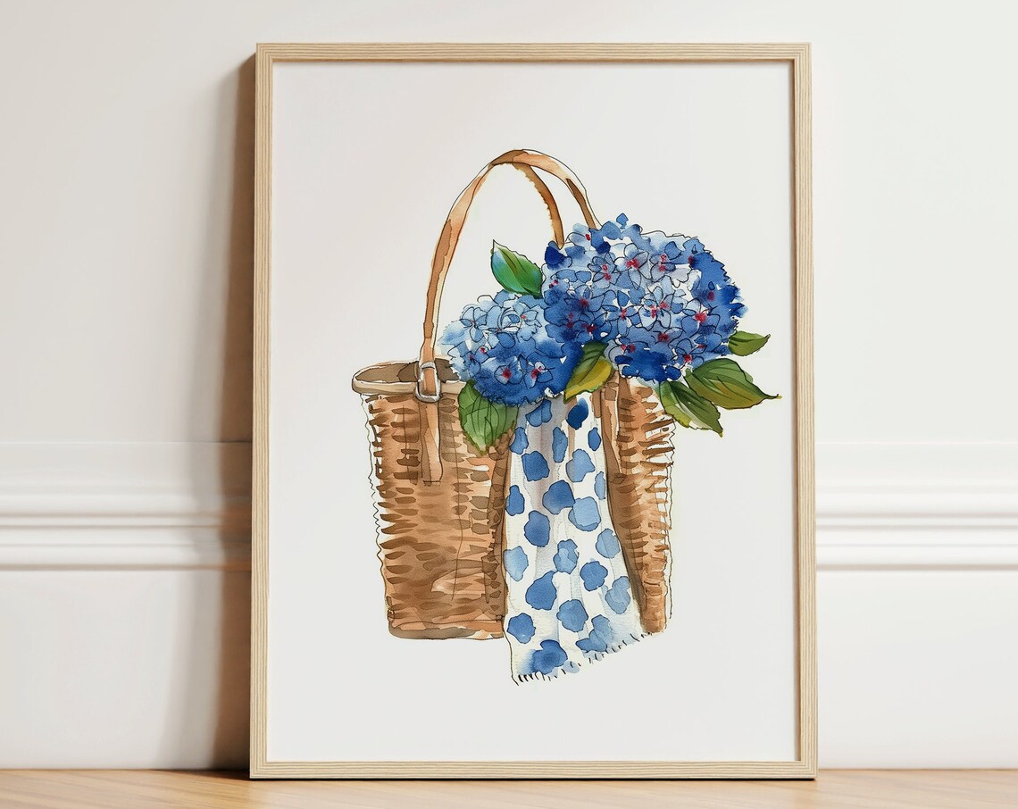 Blue Hydrangea Coastal Granddaughter Poster Print