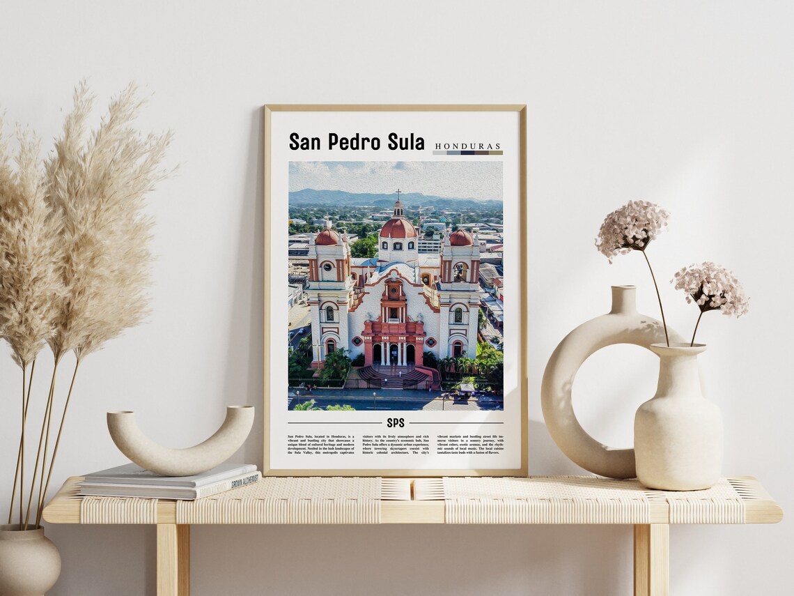 San Pedro Sula Poster San Pedro Sula Print San Pedro Sula Wall Art Minimal Travel Print Travel Destination Oil Painting Poster - Image 3