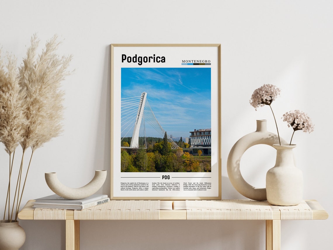 Podgorica Montenegro Millennium Bridge Cable Stayed City Poster - Image 3