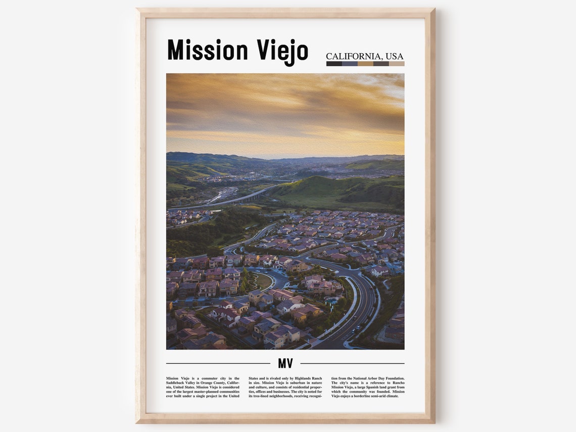 Mission Viejo Print Mission Viejo Poster Mission Viejo Wall Art Minimal Travel Print Minimal City Poster Destination Oil Painting Poster