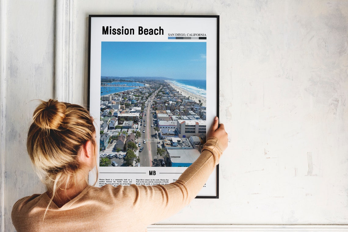 Mission Beach Print Mission Beach Poster Mission Beach Wall Art Oil Painting Poster City Print City Artwork Travel Artwork Travel Art - Image 2