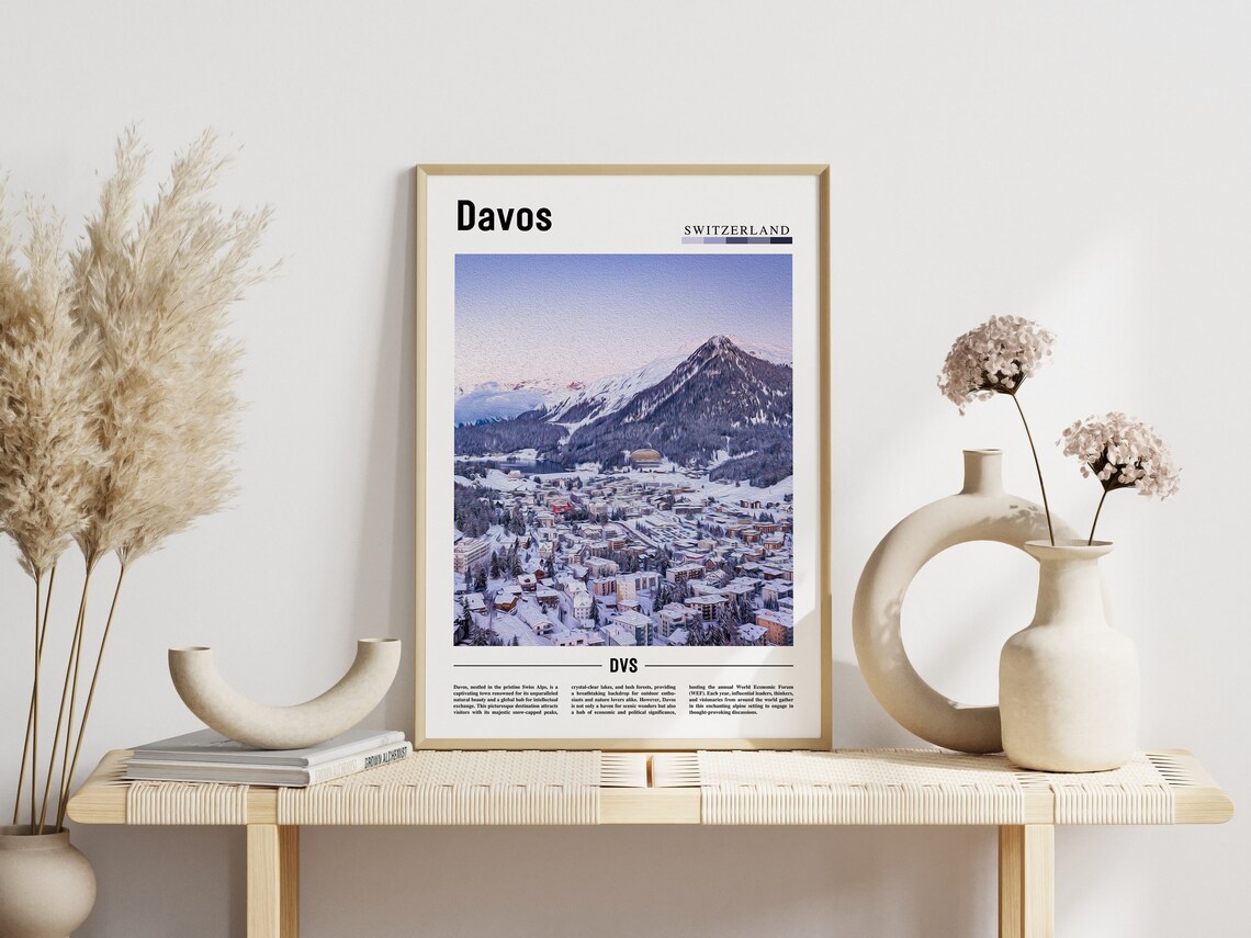 Davos Switzerland Alpine Ski Town Mountain Photo Travel Poster - Image 3