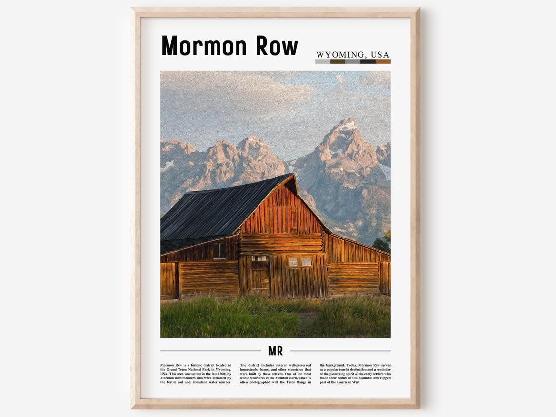 Mormon Row Wyoming Historic Barn With Grand Teton Peaks Photo Poster
