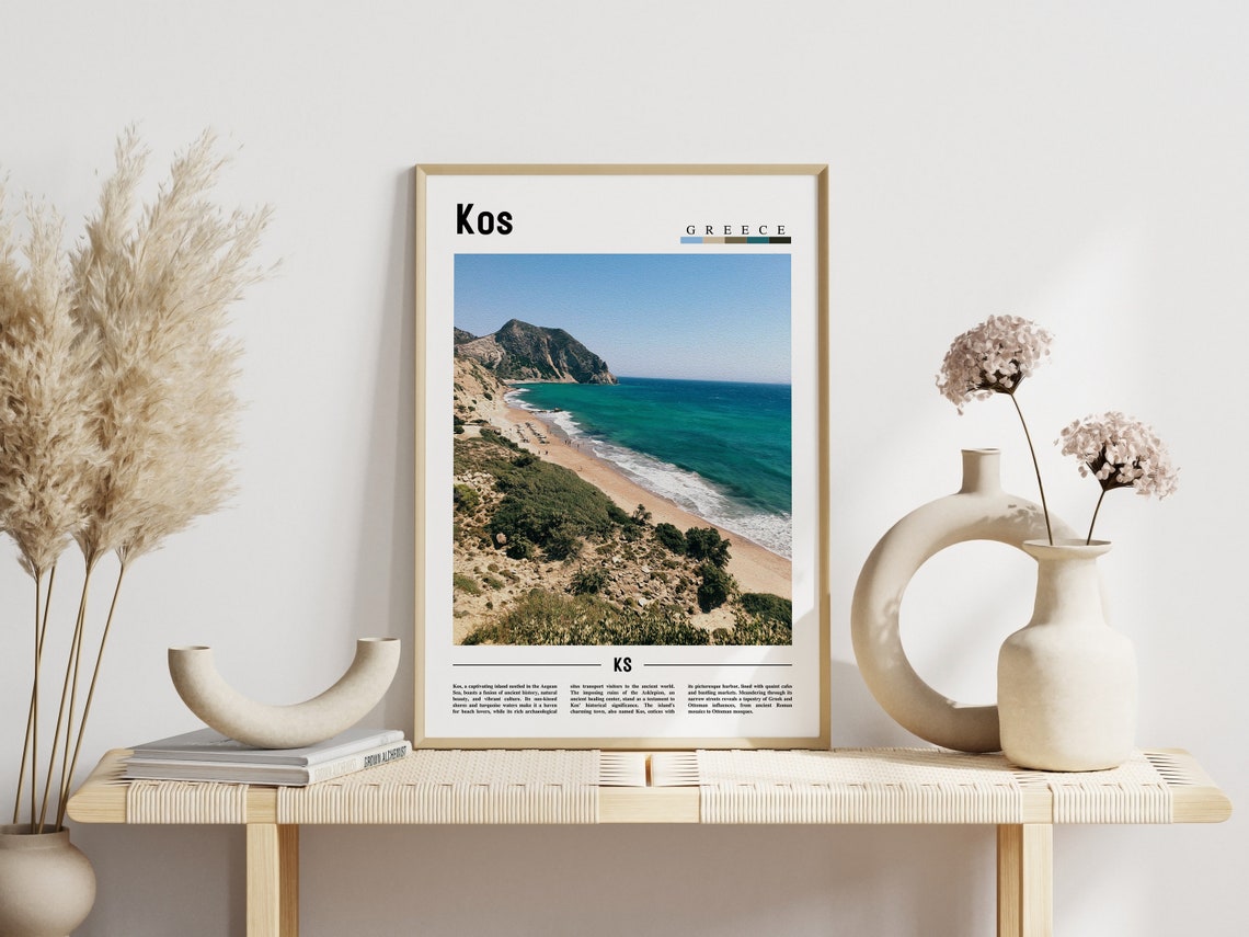Kos Greece Island Aegean Beach Turquoise Bay Minimal Travel Poster - Image 3