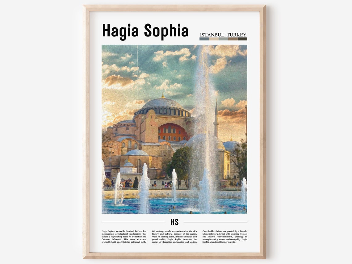Hagia Sophia Istanbul Turkey Dome Fountain Landmark Travel Poster
