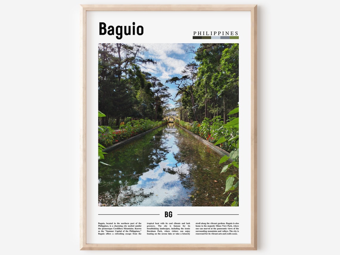 Baguio Philippines Park Reflecting Pool Minimal Travel Poster