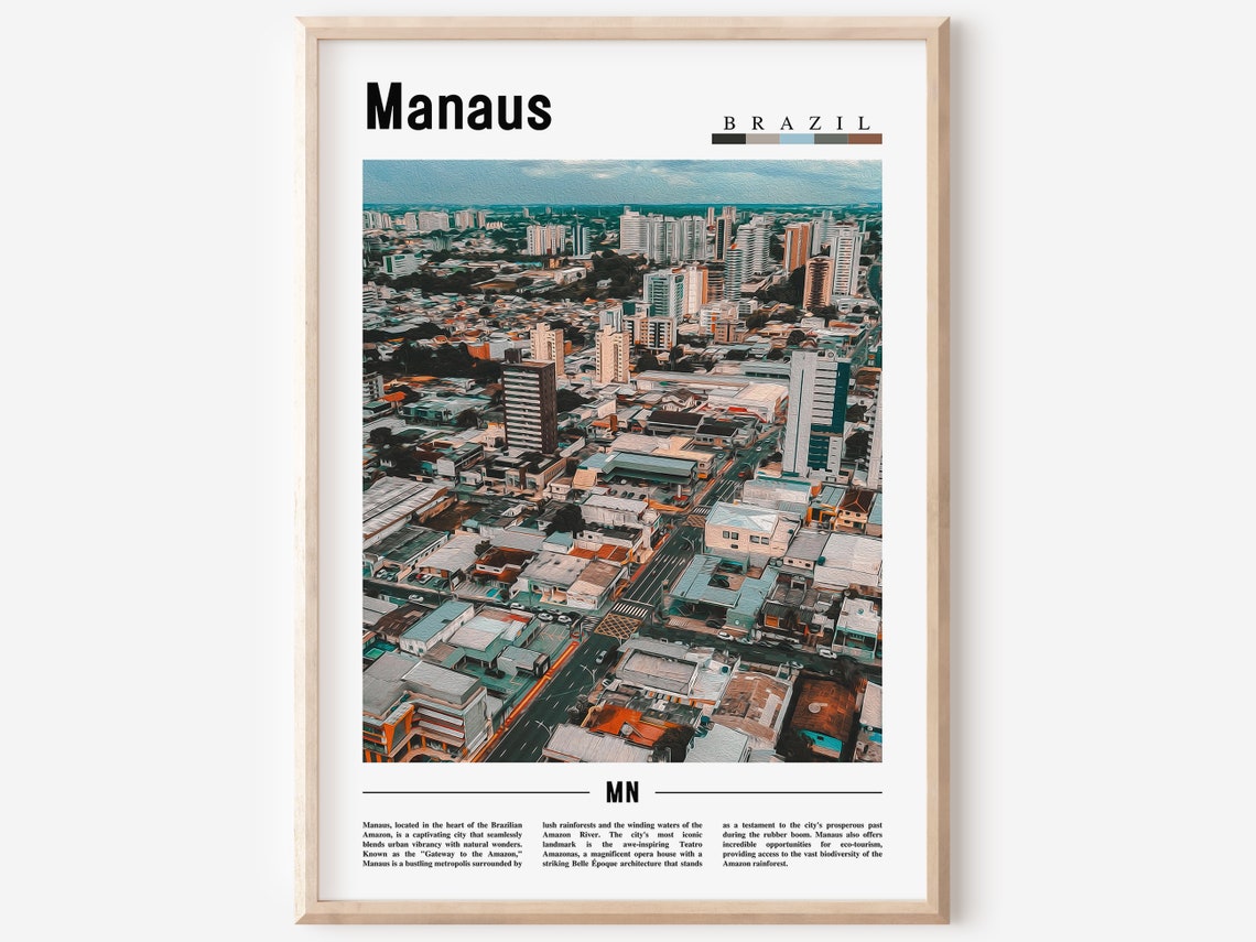 Manaus Brazil Aerial Cityscape View Amazon Gateway Travel Poster