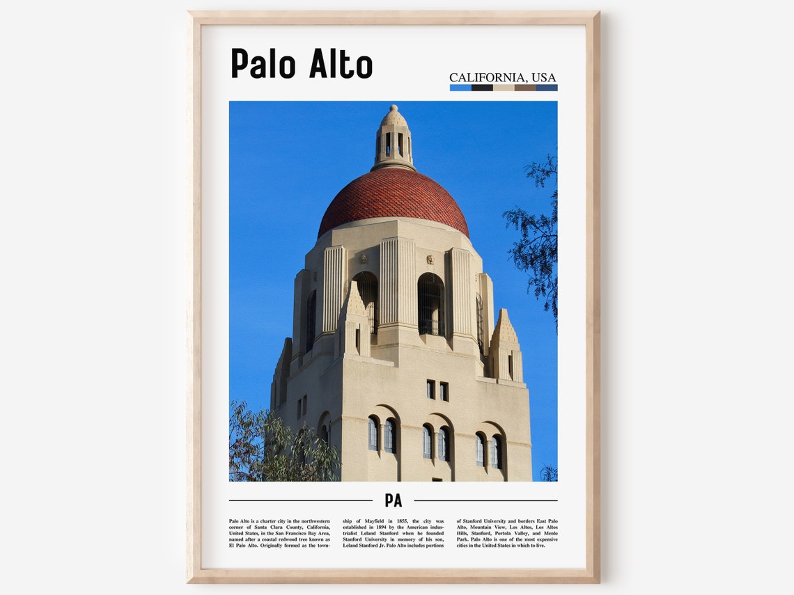 Palo Alto Print Palo Alto Poster Palo Alto Wall Art Minimal Travel Print Minimal City Poster Travel Destination Print Oil Painting Poster