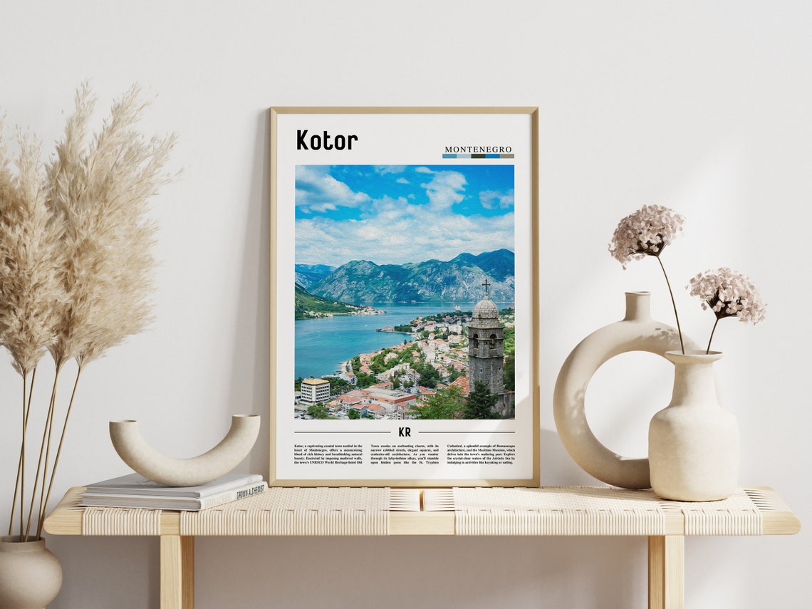Kotor Montenegro Coastal Bay Old Town Panoramic Photo Poster - Image 3
