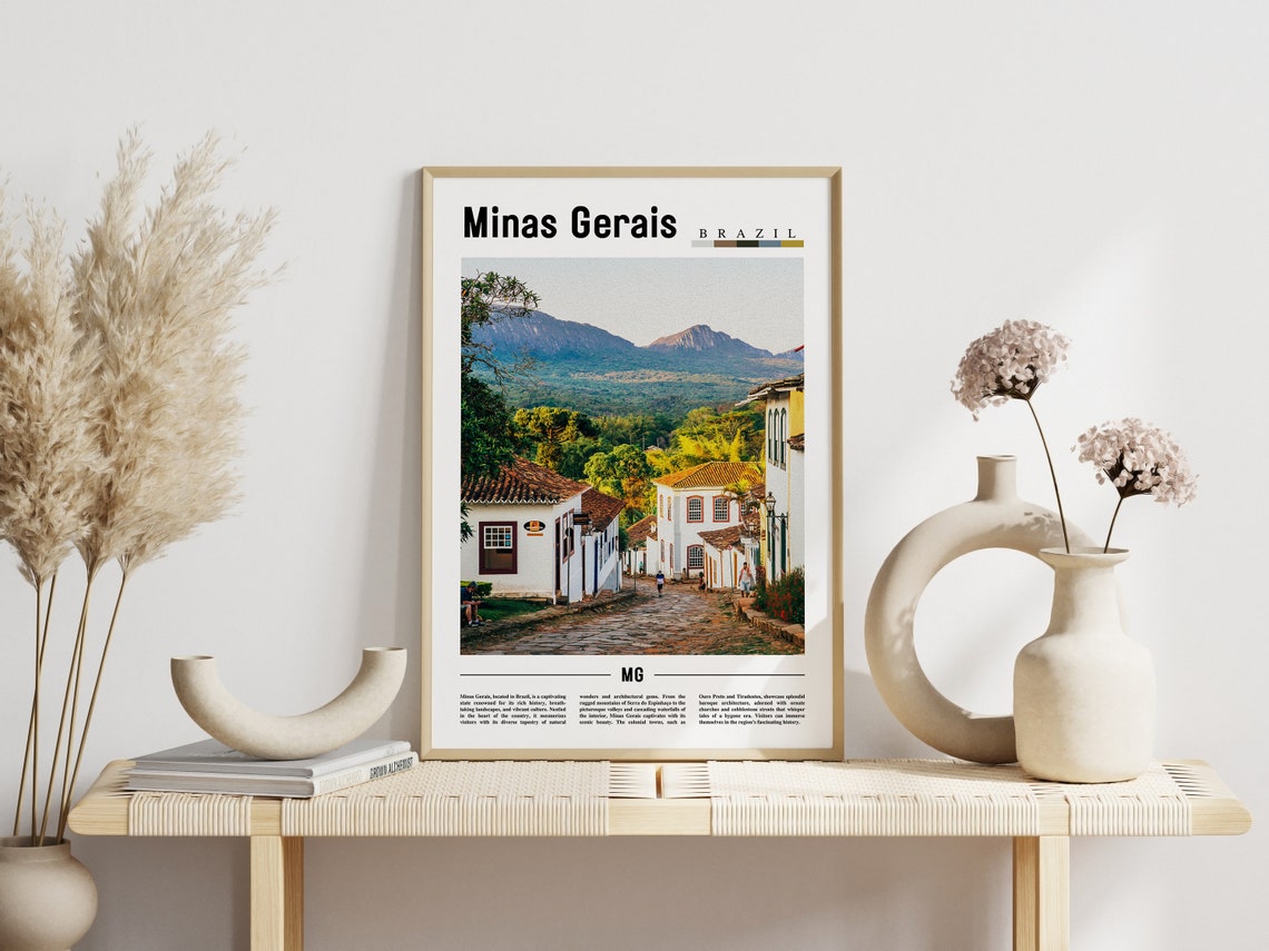 Minas Gerais Brazil Colonial Street Poster Cobblestone Old Town Art - Image 3