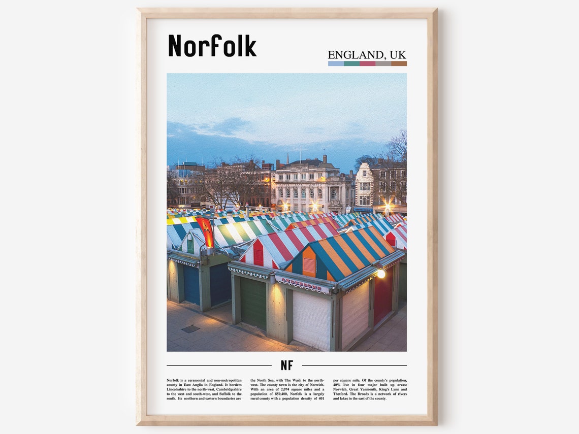 Norfolk Print Norfolk Poster Norfolk Wall Art Oil Painting Poster Colorful City Print City Artwork Travel Artwork Travel Wall Art
