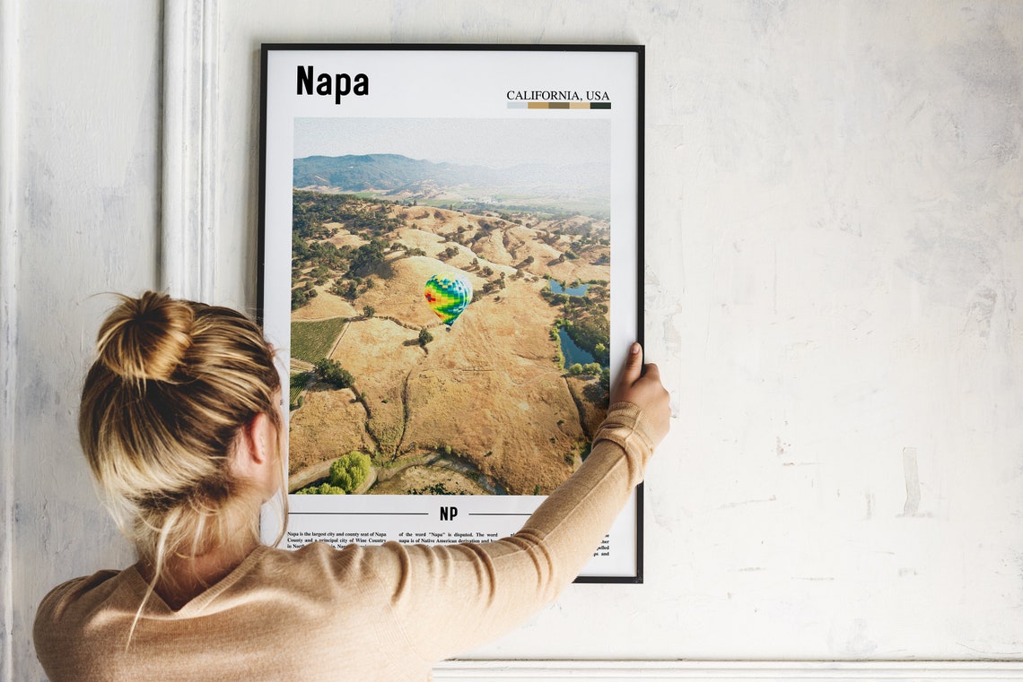 Napa Print Napa Poster Napa Wall Art Minimal Travel Print Minimal City Poster Travel Destination Colorful City Print Oil Painting Poster - Image 2