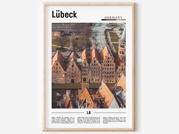 Lubeck Germany Old Brick Warehouses Aerial Hanseatic City Travel Poster