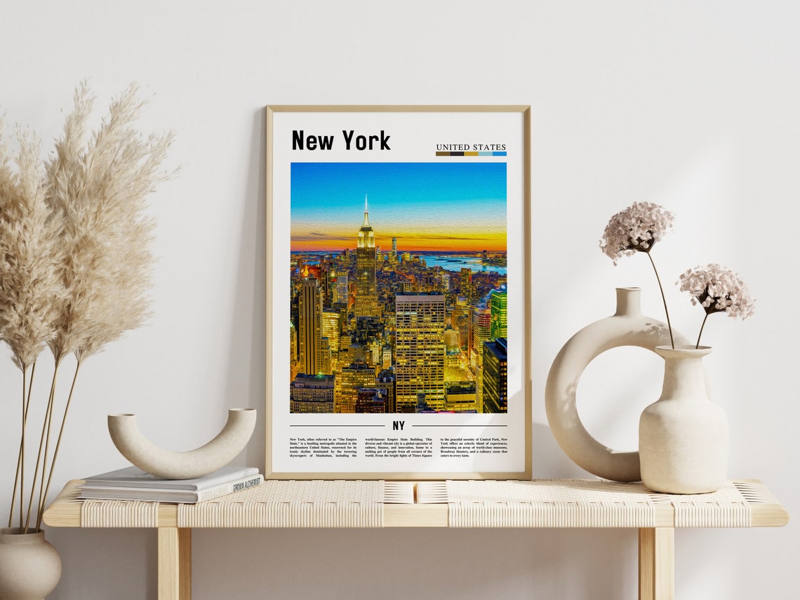 New York Manhattan Sunset Skyline Empire State Photography Poster - Image 3