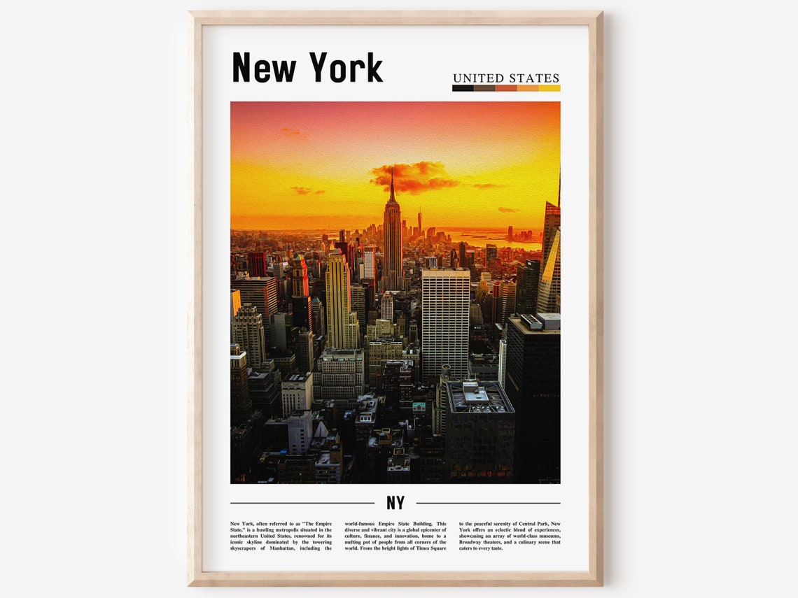 New York City Manhattan Empire State Sunset Skyline City Poster