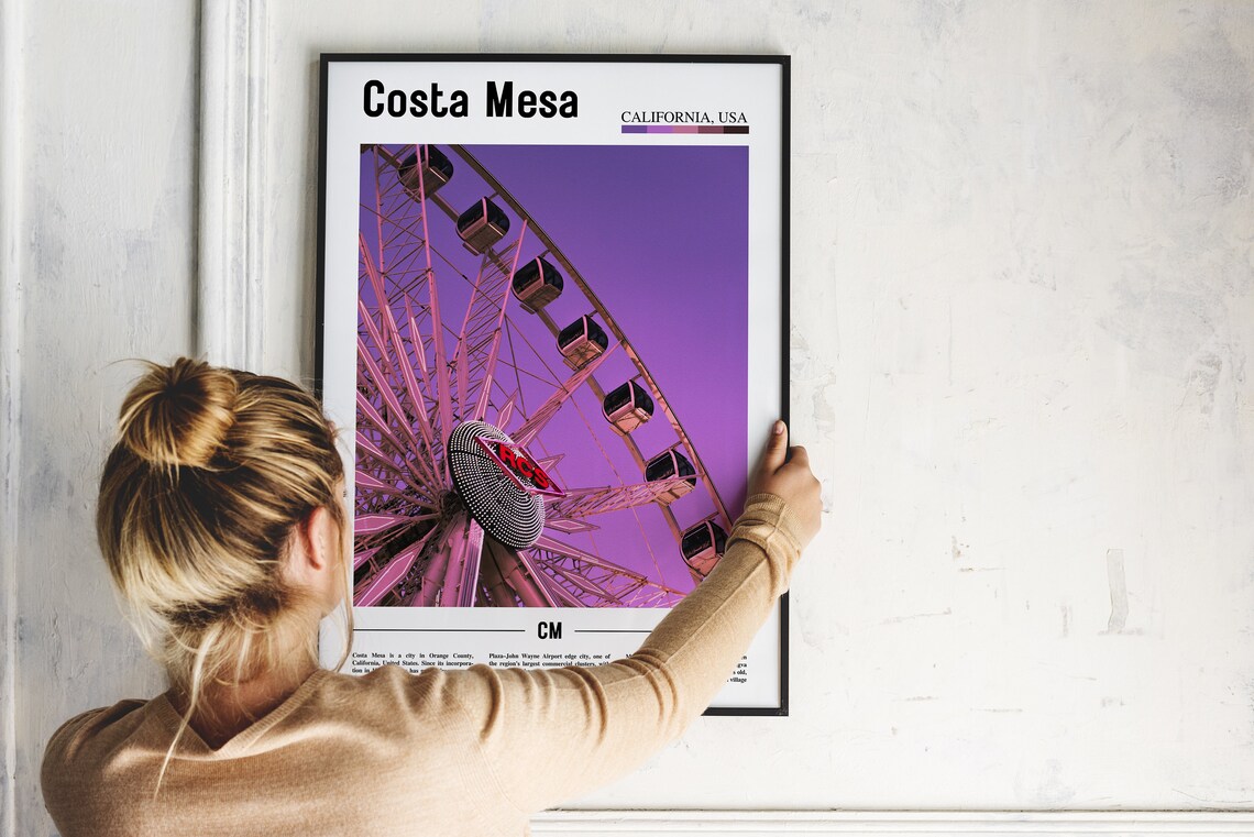 Costa Mesa Print Costa Mesa Poster Costa Mesa Wall Art Minimal Travel Print Minimal City Poster Travel Destination Oil Painting Poster - Image 2
