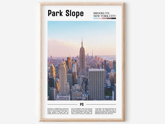 Park Slope Brooklyn New York City Skyline Sunset Travel Poster Art
