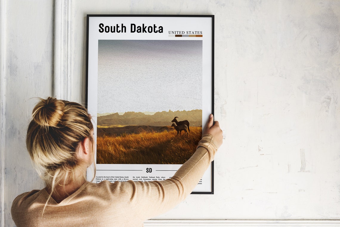 South Dakota Poster South Dakota Print South Dakota Wall Art United States Photo United States Poster United States Print - Image 2