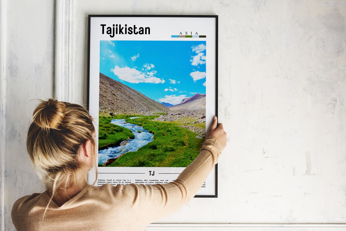 Tajikistan Poster Tajikistan Print Tajikistan Wall Art Asia Print Asia Poster Asia Photo Minimal Travel Poster - Image 2