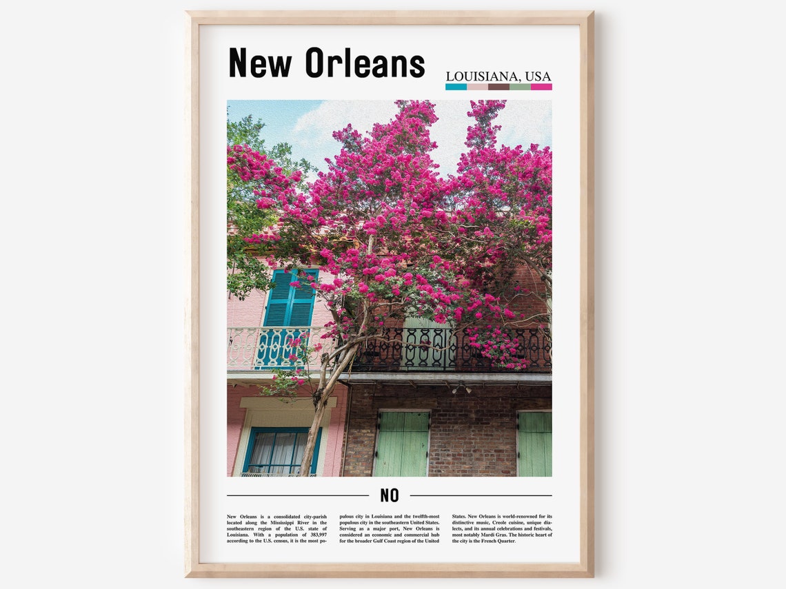 New Orleans Print New Orleans Poster New Orleans Wall Art Minimal Travel Print Minimal City Poster Oil Painting Poster