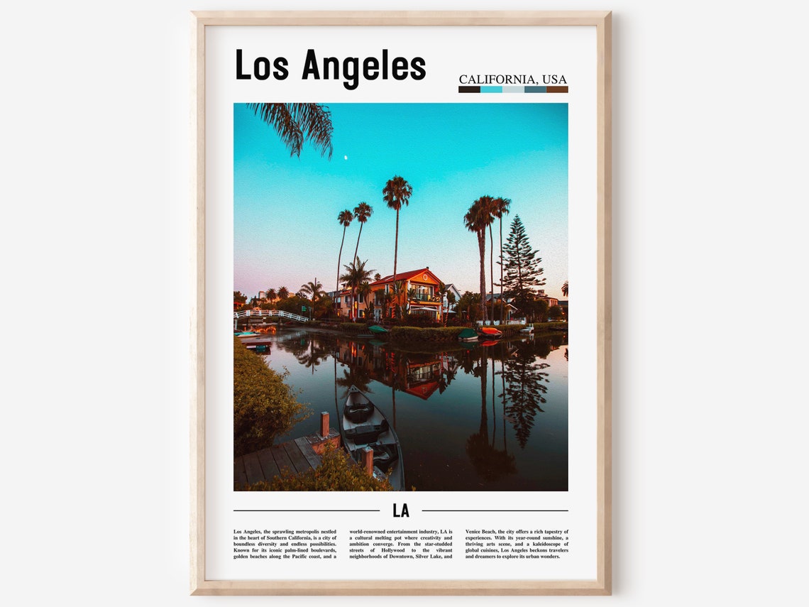 Los Angeles Venice Canals Palm Trees California USA Travel Poster