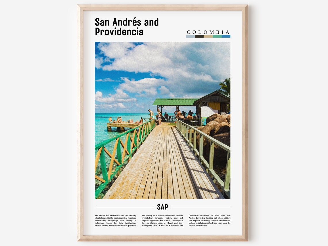 San Andres and Providencia Caribbean Wooden Pier Travel Poster