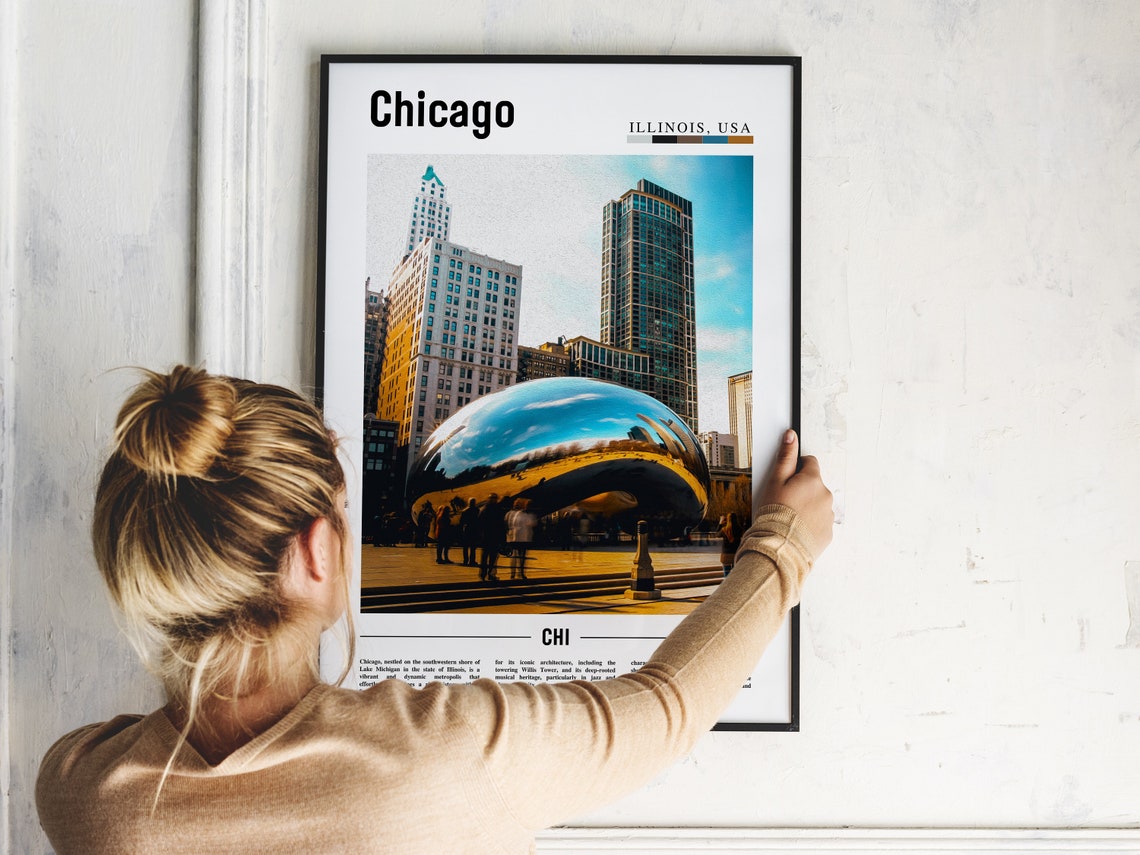 Chicago Illinois USA Cloud Gate The Bean Sculpture Photo Poster - Image 2