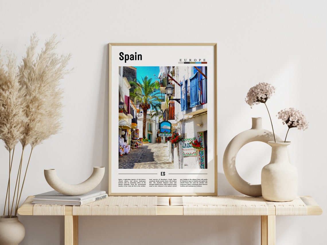 Spain Europe Whitewashed Old Town Street Mediterranean Travel Poster - Image 3