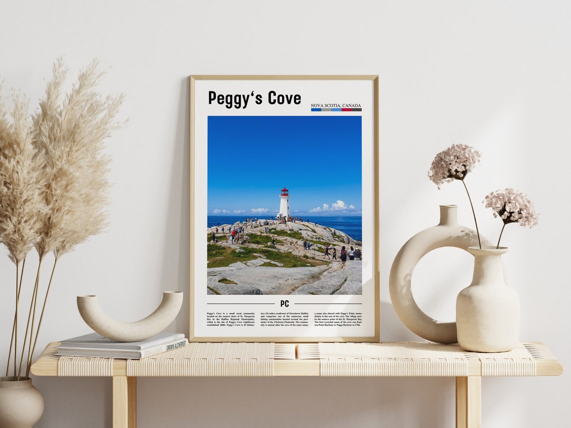 Peggys Cove Print Peggys Cove Poster Peggys Cove Wall Art Minimal Travel Print Minimal City Poster Travel Oil Painting Poster - Image 3