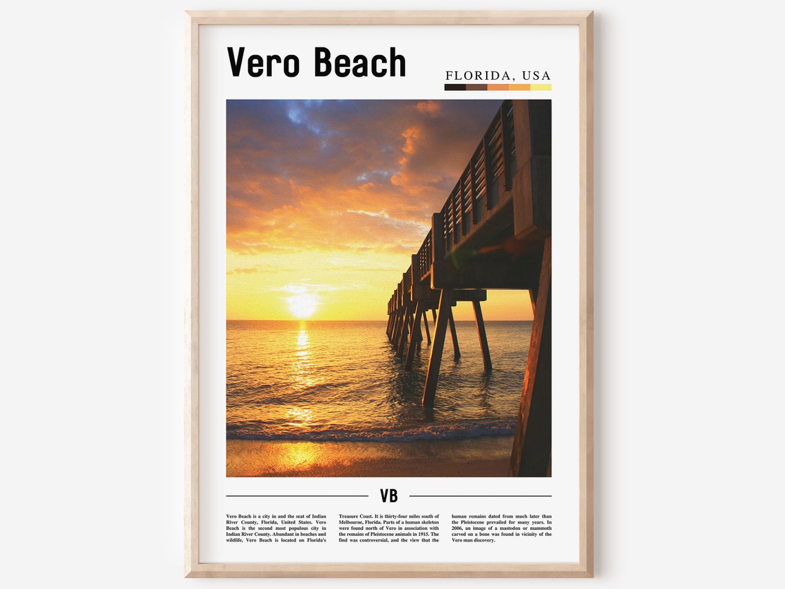 Vero Beach Print Vero Beach Poster Vero Beach Wall Art Oil Painting Poster Colorful City Print City Artwork Travel Artwork Travel Art