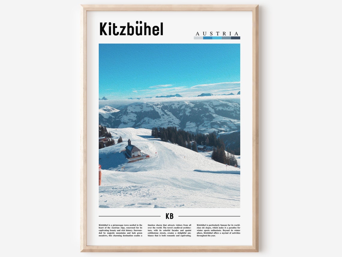 Kitzbuhel Austria Snowy Alpine Ski Slope Mountain Poster KB Winter