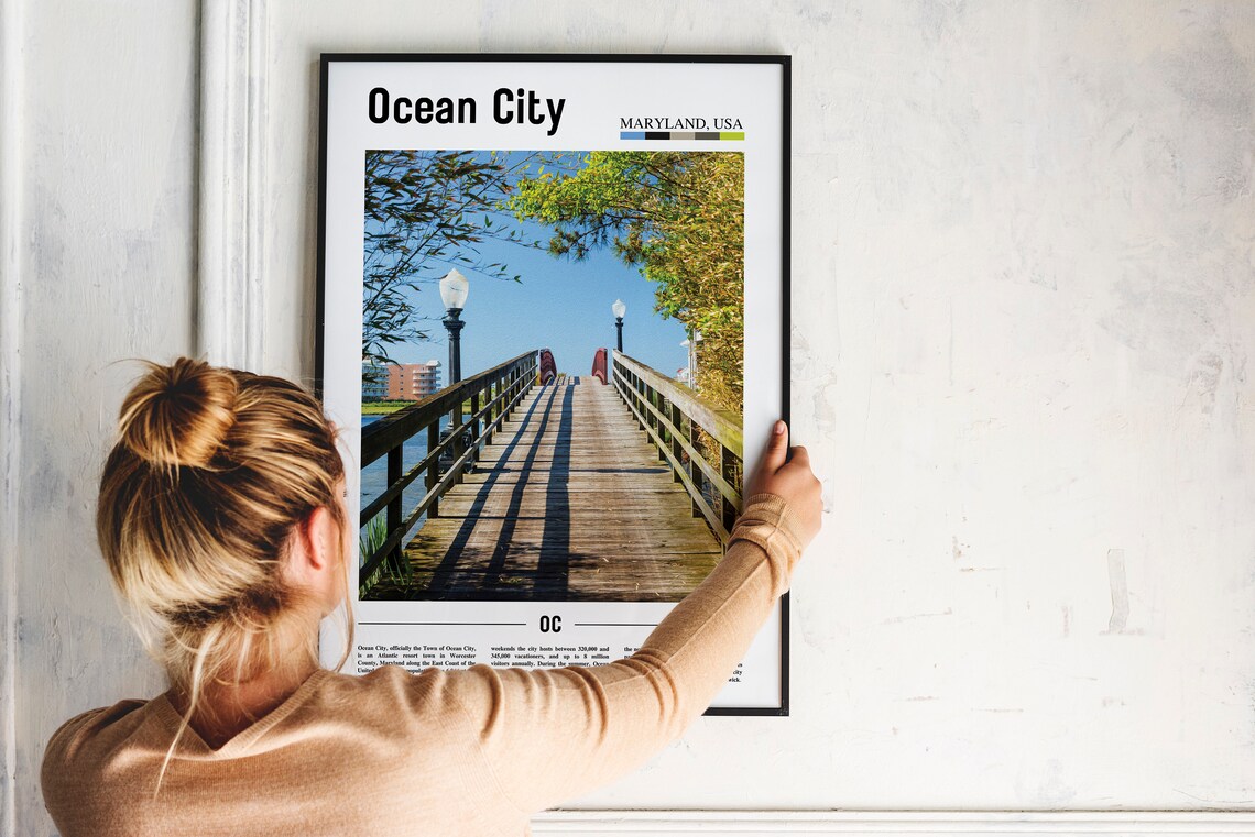 Ocean City Maryland Scenic Wooden Pier Boardwalk Travel Poster - Image 2